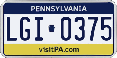 PA license plate LGI0375