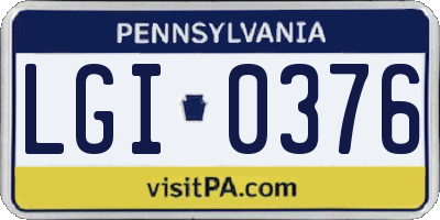 PA license plate LGI0376