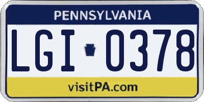 PA license plate LGI0378