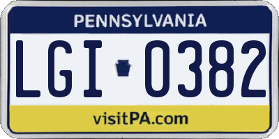 PA license plate LGI0382