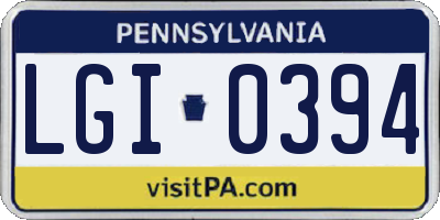 PA license plate LGI0394
