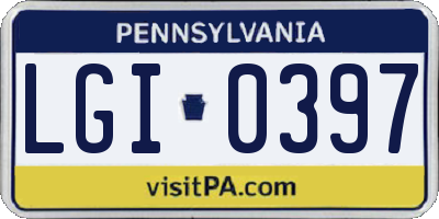 PA license plate LGI0397