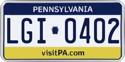 PA license plate LGI0402