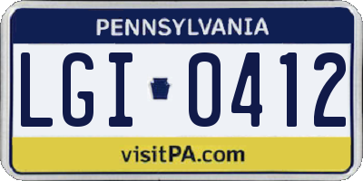 PA license plate LGI0412