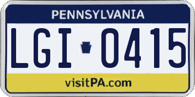 PA license plate LGI0415