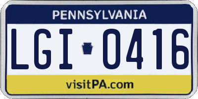 PA license plate LGI0416
