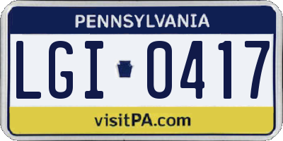 PA license plate LGI0417