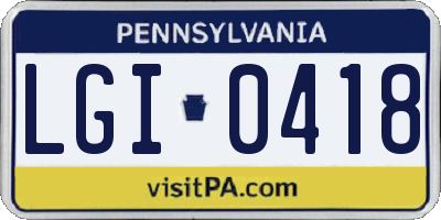 PA license plate LGI0418