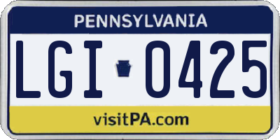 PA license plate LGI0425