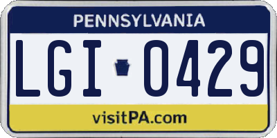 PA license plate LGI0429