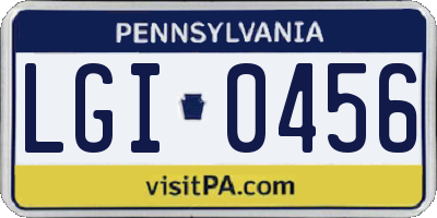 PA license plate LGI0456