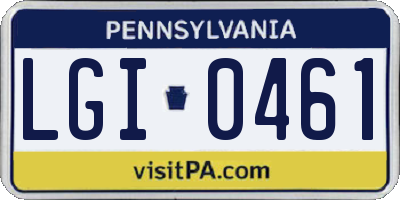 PA license plate LGI0461