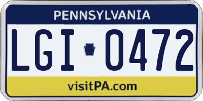 PA license plate LGI0472