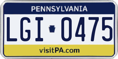 PA license plate LGI0475