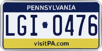 PA license plate LGI0476