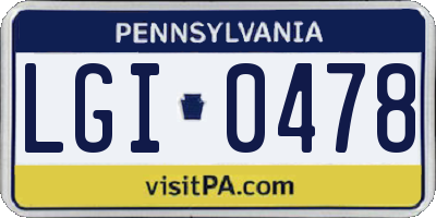 PA license plate LGI0478