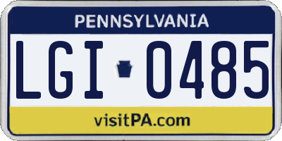 PA license plate LGI0485