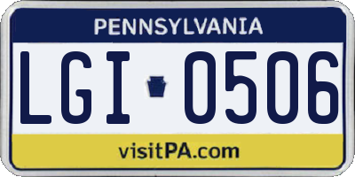 PA license plate LGI0506