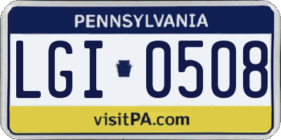 PA license plate LGI0508