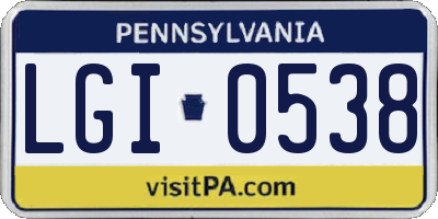 PA license plate LGI0538