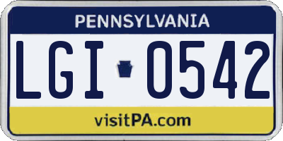 PA license plate LGI0542