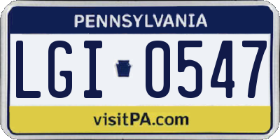 PA license plate LGI0547