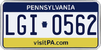 PA license plate LGI0562