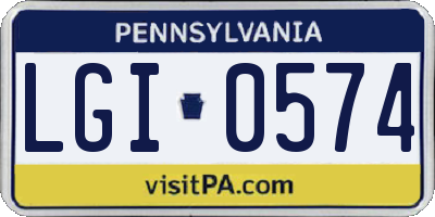 PA license plate LGI0574