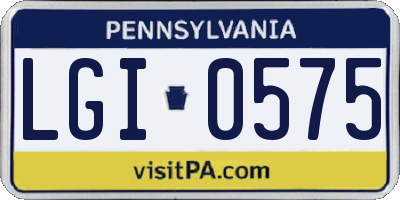PA license plate LGI0575