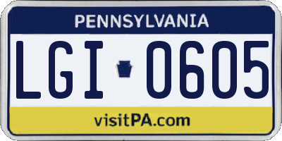 PA license plate LGI0605