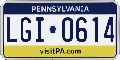 PA license plate LGI0614