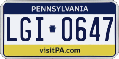 PA license plate LGI0647