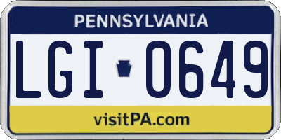 PA license plate LGI0649
