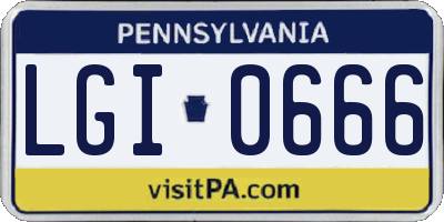 PA license plate LGI0666