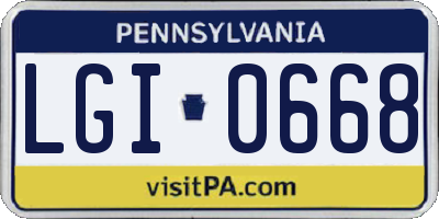 PA license plate LGI0668