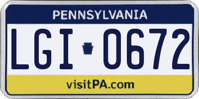 PA license plate LGI0672