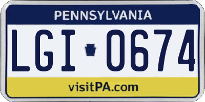 PA license plate LGI0674