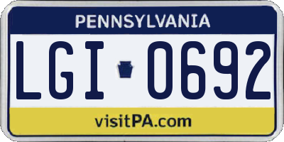 PA license plate LGI0692
