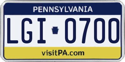 PA license plate LGI0700