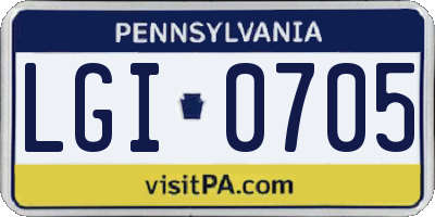 PA license plate LGI0705
