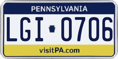 PA license plate LGI0706