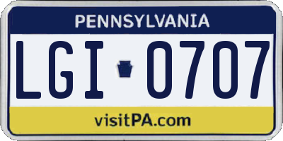 PA license plate LGI0707