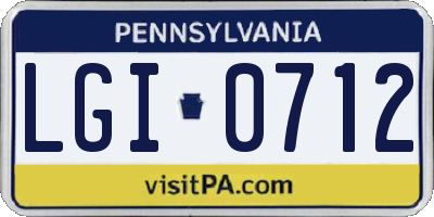 PA license plate LGI0712