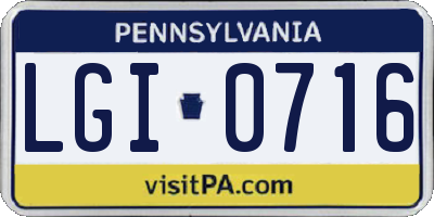 PA license plate LGI0716