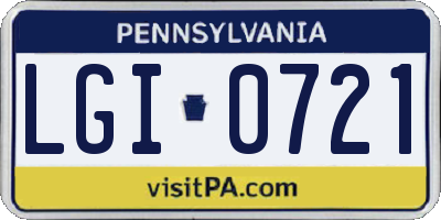 PA license plate LGI0721
