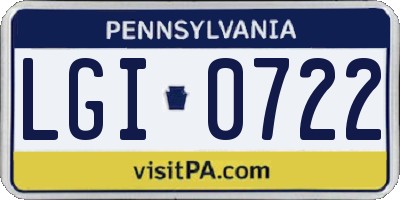 PA license plate LGI0722