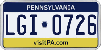 PA license plate LGI0726