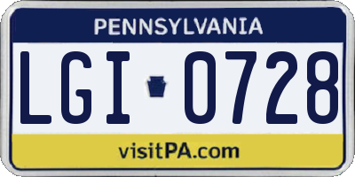 PA license plate LGI0728