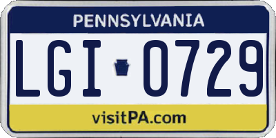 PA license plate LGI0729