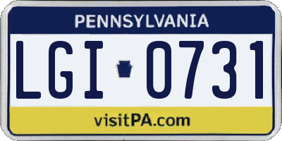 PA license plate LGI0731